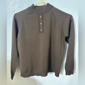 Vintage 1973 Keynote Mock Neck Raglan Knit Henley Unisex Made in USA Mod